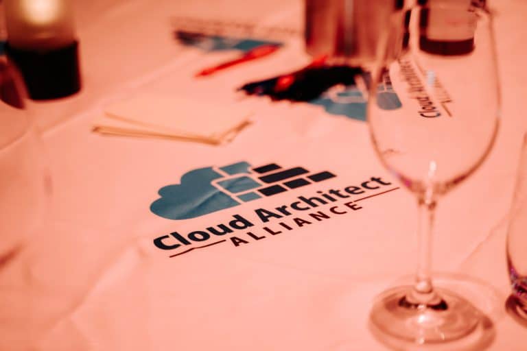 Table setting with the Cloud Architect Alliance logo